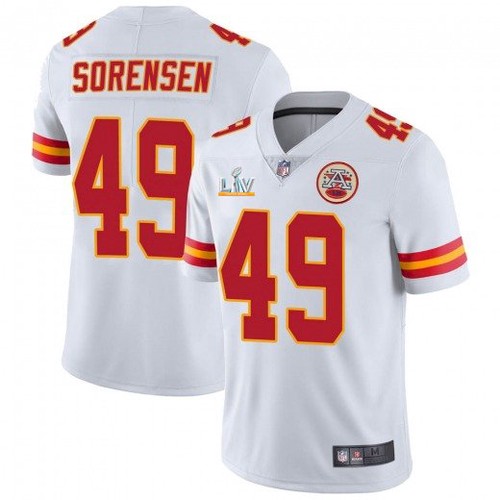 Men's Kansas City Chiefs #49 Daniel Sorensen White 2021 Super Bowl LV Stitched NFL Jersey